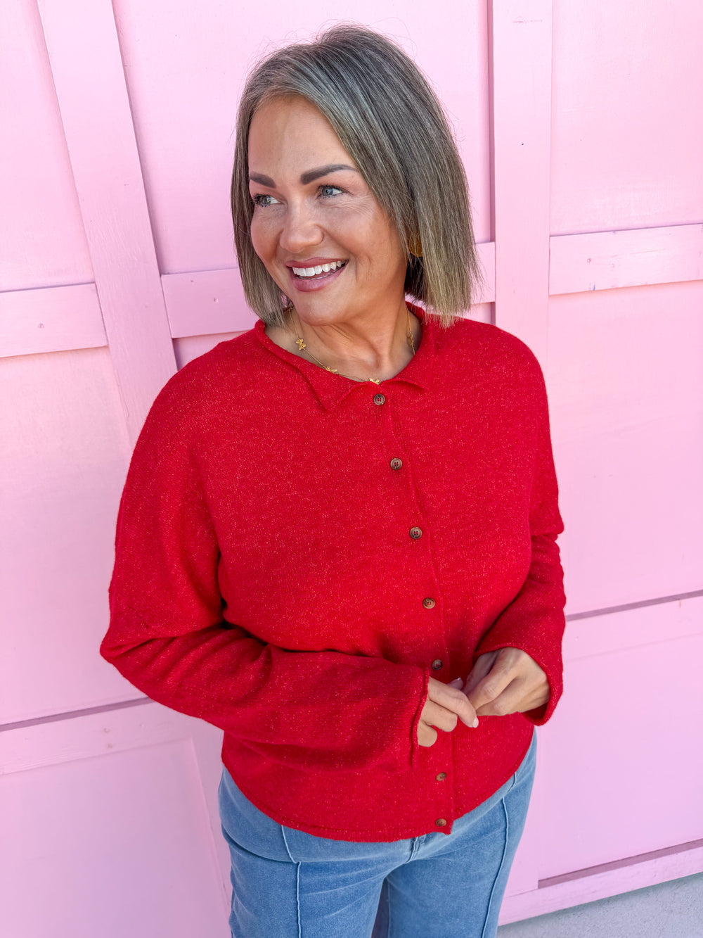 Jincy's Women's Boutique New Arrivals Everyday Wear Fall Transition Styles Lightweight Rolled Hem Mini Button Cardigan