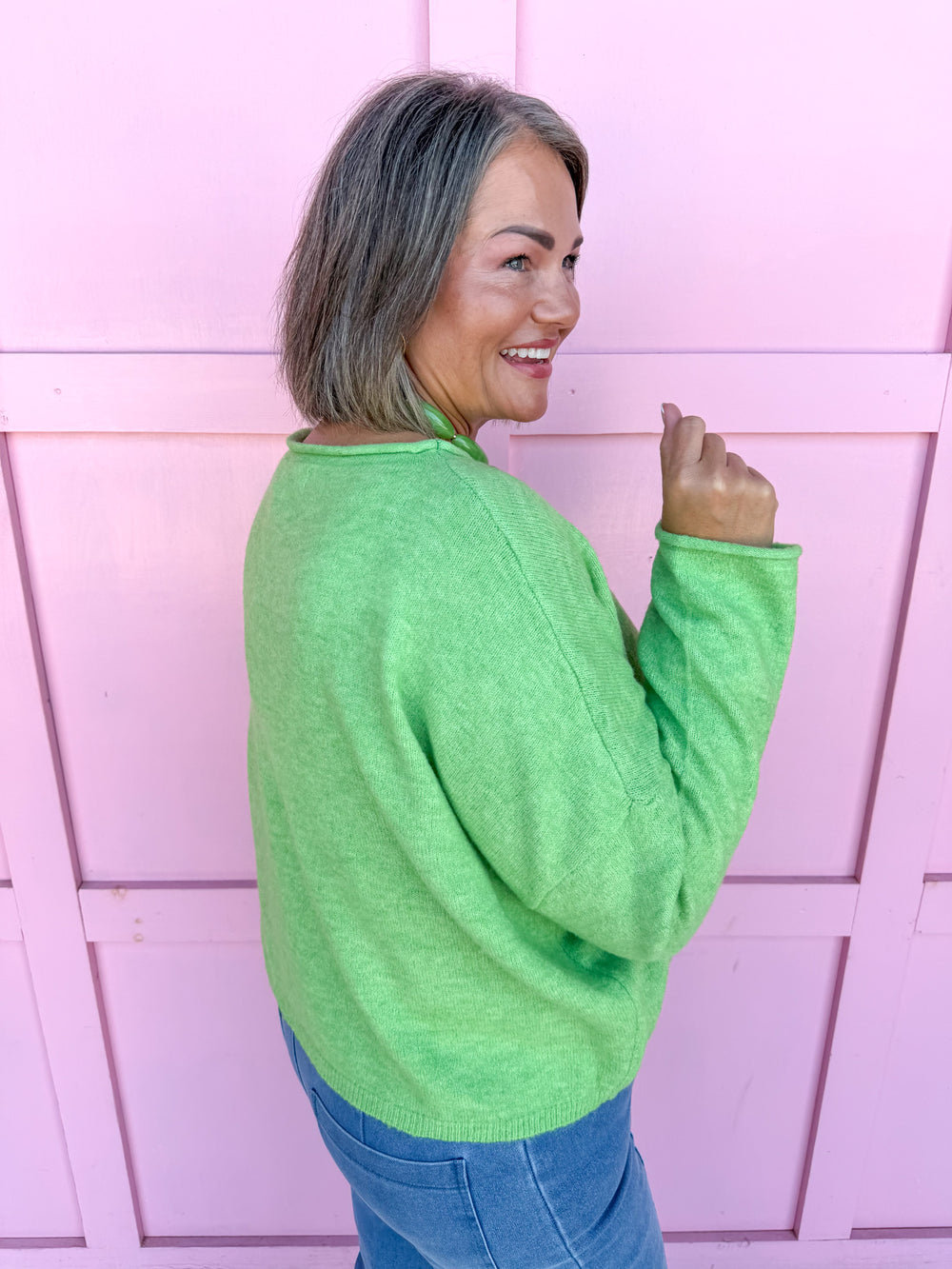 Jincy's Women's Boutique New Arrivals Everyday Wear Fall Transition Styles Lightweight Rolled Hem Sweater By Together W2114