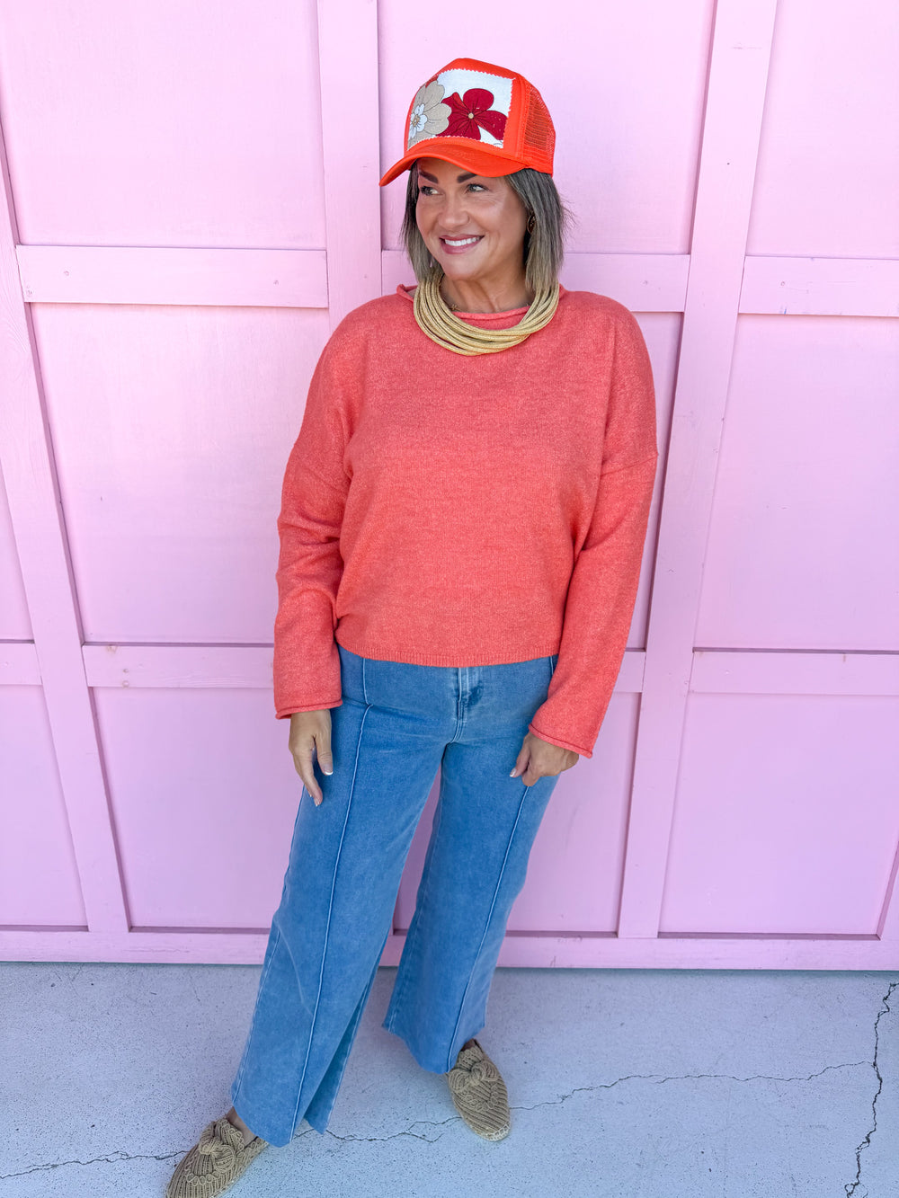 Jincy's Women's Boutique New Arrivals Everyday Wear Fall Transition Styles Lightweight Rolled Hem Sweater By Together W2114