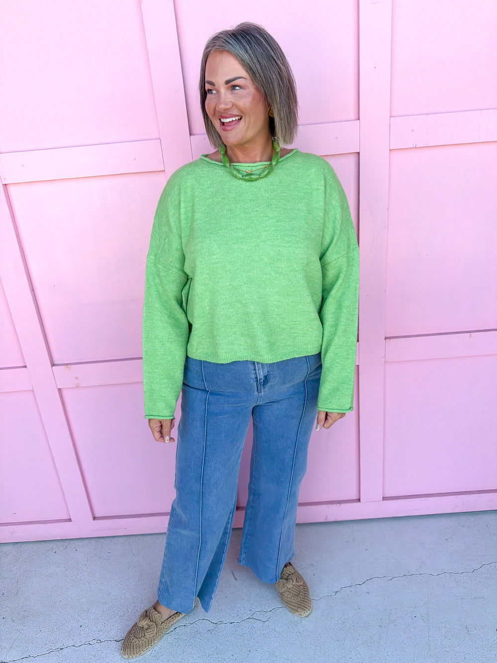Jincy's Women's Boutique New Arrivals Everyday Wear Fall Transition Styles Lightweight Rolled Hem Sweater By Together W2114