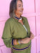 Jincy's Women's Boutique Olive Track Set with Stripe Trim 2 Piece Set Entro M51254