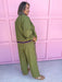 Jincy's Women's Boutique Olive Track Set with Stripe Trim 2 Piece Set Entro M51254