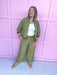 Jincy's Women's Boutique Olive Track Set with Stripe Trim 2 Piece Set Entro M51254