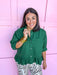 Jincy's Women's Boutique Ruffle Hem Top Hunter Green Top Plus Size Entro T28898