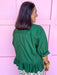 Jincy's Women's Boutique Ruffle Hem Top Hunter Green Top Plus Size Entro T28898