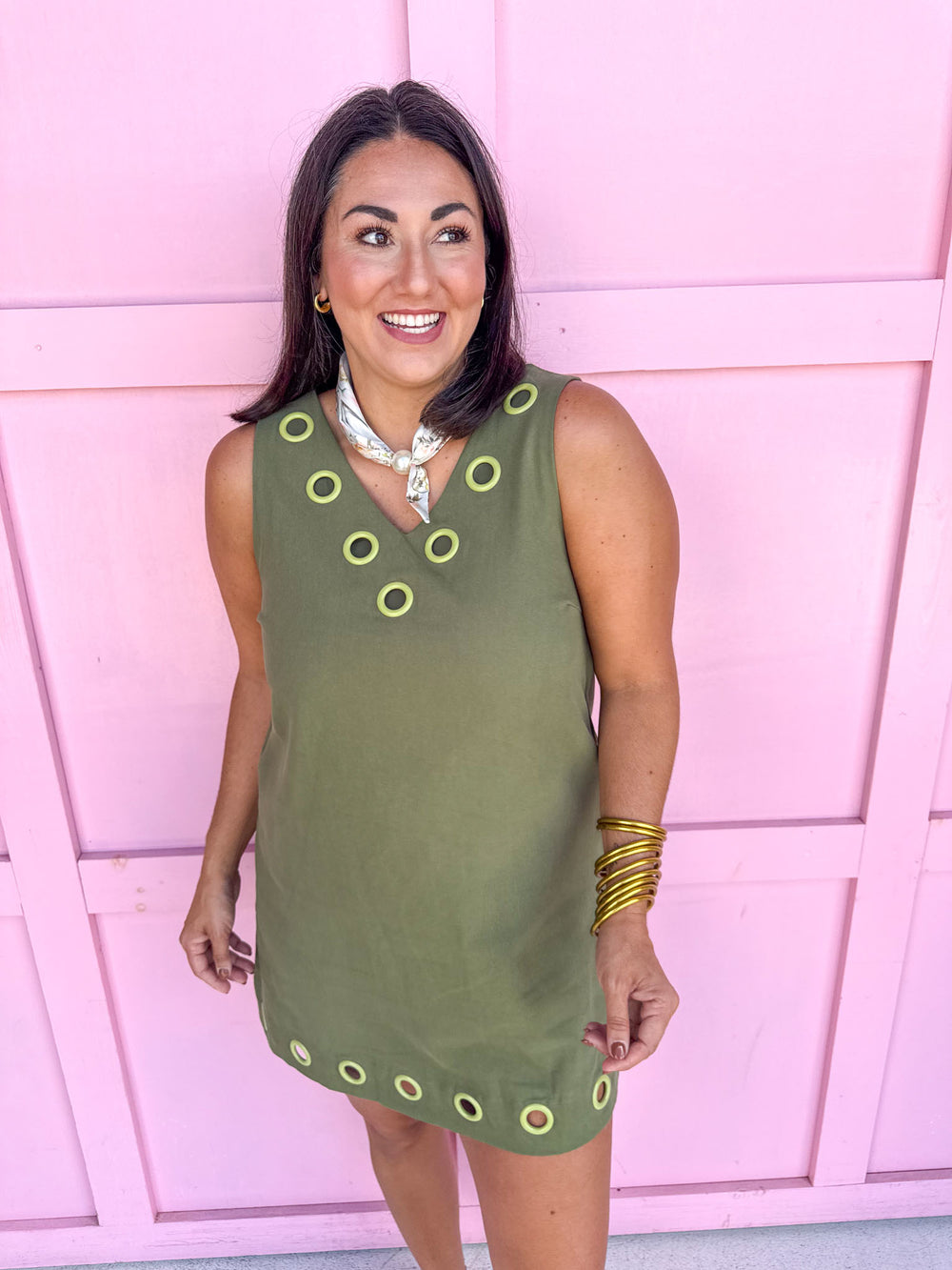 Jincy's Women's Boutique Statement Olive Gromment Dress Everyday Wear TCEC CD07321