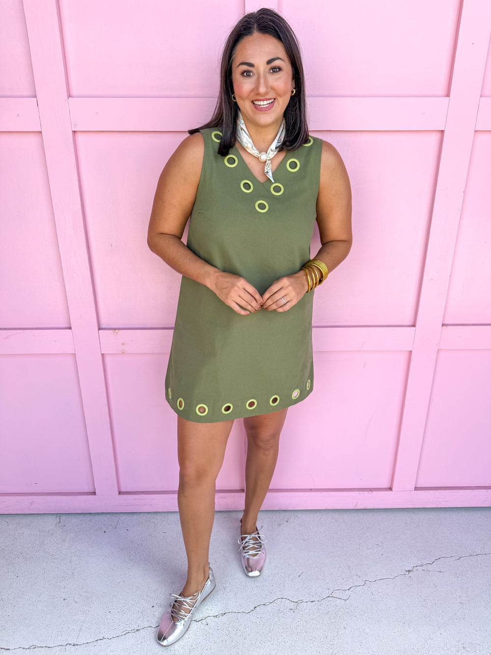 Jincy's Women's Boutique Statement Olive Gromment Dress Everyday Wear TCEC CD07321