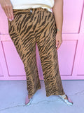 Jincy's Women's Boutique Statement Tiger Zebra Print Stripe Wide Leg Pants Everyday Wear Entro P31561