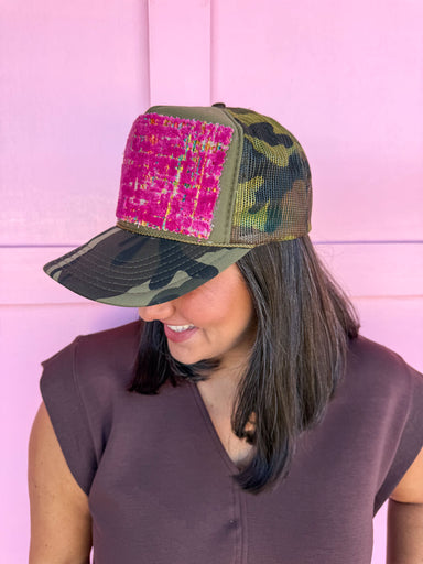 Jincy's Women's Boutique Tucker's Truckers Camo & Pink Velvet Trucker Hat