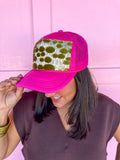 Jincy's Women's Boutique Tucker's Truckers Chartreuse Dot Trucker Hat Orange Brown Pink