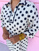 Jincy's Womens Boutique 3/4 Sleeve Ivory & Black Polka Dot Linen Mini Dress Everyday Wear Chic Chartreuse Collection Jodifl H13003
