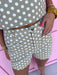 Jincy's Womens Boutique Beige & Ivory Polka Dot Shorts With Scallop Details Chic Chartreuse Collection Entro P31843 