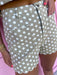 Jincy's Womens Boutique Beige & Ivory Polka Dot Shorts With Scallop Details Chic Chartreuse Collection Entro P31843 