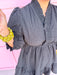 Jincy's Womens Boutique Black Crinkle Fabric Ruffle Neckline Mini Dress Chic Chartreuse Collection Umgee C5073