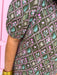 Jincy's Womens Boutique Brown Pink & Blue Floral Trellis Puff Sleeve Midi Maxi Dress First Of Fall Collection Entro D32071