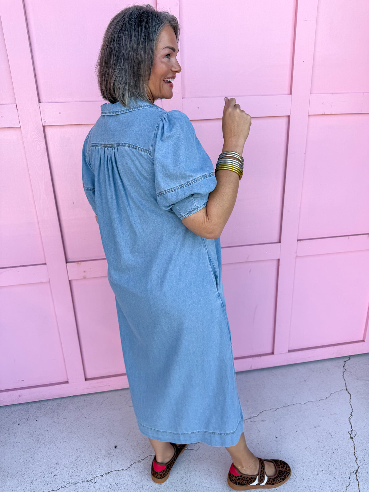 Jincy's Womens Boutique Chambray Midi Maxi Shirt Dress Everyday Wear Entro C6488