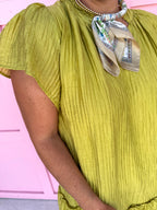 Jincy's Womens Boutique Chartreuse Crinkle Mini Dress Everyday Wear Chic Chartreuse Collection Entro C6325