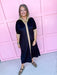 Jincy's Womens Boutique Clothing Black & Brown Collared Midi Maxi Dress Chartreuse Collection Everyday Wear Jodifl G16090