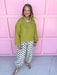 Jincy's Womens Boutique Collared Chartreuse Gauze  Balloon Sleeve Top NT11416-LIME-1