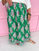 Jincy's Womens Boutique Fall Green and Pink Floral Midi Maxi Skirt Elastic Waistband Everyday Wear First Of Fall Collection Entro CS4073