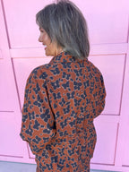 Jincy's Womens Boutique Fall Leopard Butterfly Print Collard Top Entro T33004