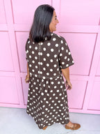 Jincy's Womens Boutique Fall Two Piece Polka Dot Top & Skirt Set Espresso Entro T31450