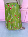 Jincy's Womens Boutique Green Floral Maxi Midi Skirt Chic Chartreuse Collection Everyday Wear Polagram PSK5339-AA-1