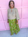 Jincy's Womens Boutique Green Floral Maxi Midi Skirt Chic Chartreuse Collection Everyday Wear Polagram PSK5339-AA-1