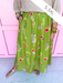 Jincy's Womens Boutique Green Floral Maxi Midi Skirt Chic Chartreuse Collection Everyday Wear Polagram PSK5339-AA-1
