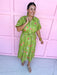 Jincy's Womens Boutique Green Floral Midi Maxi Dress Chic Chartreuse Collection Pologram PSD5495