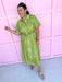 Jincy's Womens Boutique Green Floral Midi Maxi Dress Chic Chartreuse Collection Pologram PSD5495