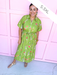 Jincy's Womens Boutique Green Floral Midi Maxi Dress Chic Chartreuse Collection Pologram PSD5495