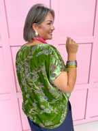 Jincy's Womens Boutique Green Velvet Fall Floral Print Top First Of Fall Collection Umgee WC5523