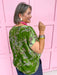 Jincy's Womens Boutique Green Velvet Fall Floral Print Top First Of Fall Collection Umgee WC5523