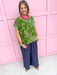 Jincy's Womens Boutique Green Velvet Fall Floral Print Top First Of Fall Collection Umgee WC5523