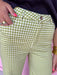 Jincy's Womens Boutique Green & White Gingham Pants Everyday Wear Chic Chartreuse Collection Entro P30616