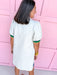 Jincy's Womens Boutique Heathered Gray Collared Scuba Like Material With Contrast Green & Navy Trim Everyday Wear First Of Fall Collection Umgee C6132