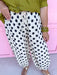 Jincy's Womens Boutique Ivory Black Polka Dot Balloon Style Pants Everyday Wear Chic Chartreuse Collection Bibi IB1883H-11
