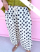 Jincy's Womens Boutique Ivory Black Polka Dot Balloon Style Pants Everyday Wear Chic Chartreuse Collection Bibi IB1883H-11