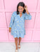 Jincy's Womens Boutique Mary Square Audrey Dress Song Bird Blue Floral Mini Dress First Of Fall Collection 74100