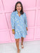 Jincy's Womens Boutique Mary Square Audrey Dress Song Bird Blue Floral Mini Dress First Of Fall Collection 74100