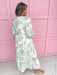Jincy's Womens Boutique Mary Square Riley Lacecap White  & Sage Print Midi Maxi Dress First Of Fall Collection 74229