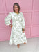 Jincy's Womens Boutique Mary Square Riley Lacecap White  & Sage Print Midi Maxi Dress First Of Fall Collection 74229