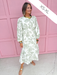 Jincy's Womens Boutique Mary Square Riley Lacecap White  & Sage Print Midi Maxi Dress First Of Fall Collection 74229
