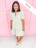 Jincy's Womens Boutique Mary Square Sarah Dress Fall Floral Print Thistle Vines Sand Mini Dress First Of Fall Collection 74073