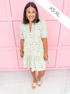 Jincy's Womens Boutique Mary Square Sarah Dress Fall Floral Print Thistle Vines Sand Mini Dress First Of Fall Collection 74073