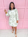Jincy's Womens Boutique Mary Square Sarah Lacecap Dress Collared White & Sage Floral Mini Dress First Of Fall Collection 74073