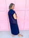 Jincy's Womens Boutique Navy Collared Midi Maxi Dress with Embroidered Stitched Scuba Material Everyday Wear First Of Fall Collection Entro G15798