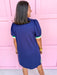 Jincy's Womens Boutique Navy Collared Scuba Like Material With Contrast Green & White Trim Everyday Wear First Of Fall Collection Umgee C6132