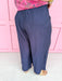 Jincy's Womens Boutique Navy Crinkle Wide Leg Pants Elastic Waist Everyday Wear First of Fall Umgee C6726